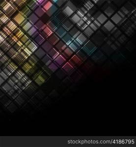 Multicolored squares on black background. Eps 10