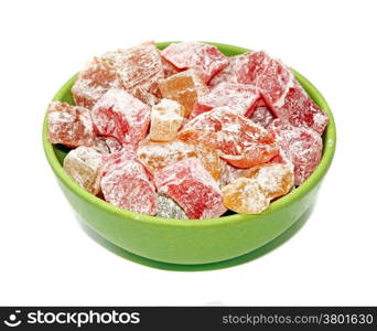 Multicolored Turkish Delight closeup isolated