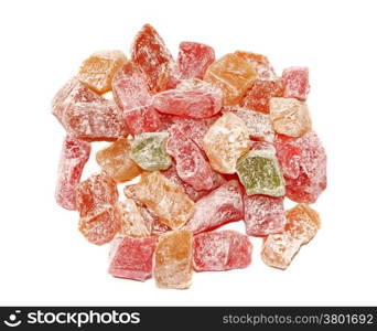 Multicolored Turkish Delight closeup isolated