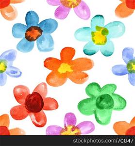 Multicolored watercolor flowers - seamless floral pattern