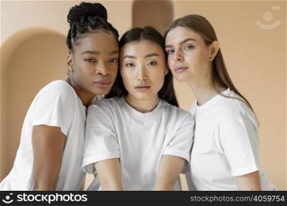 multicultural women posing medium shot