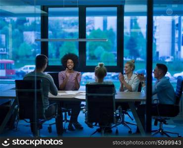 Multiethnic Group of business people discussing business plan in the office
