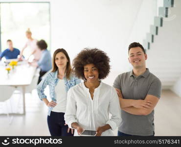 Multiethnic Group of business people discussing business plan in the startup office