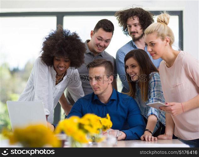 Multiethnic Group of business people discussing business plan in the startup office