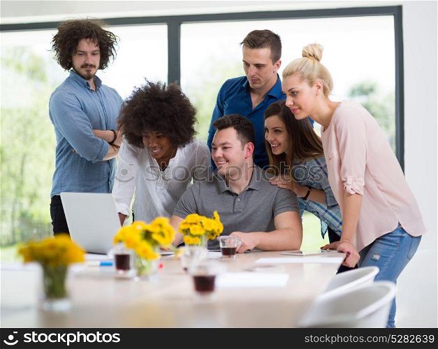 Multiethnic Group of business people discussing business plan in the startup office