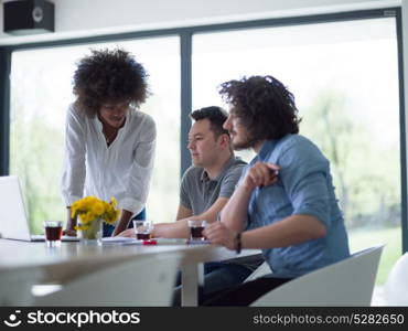 Multiethnic Group of business people discussing business plan in the startup office