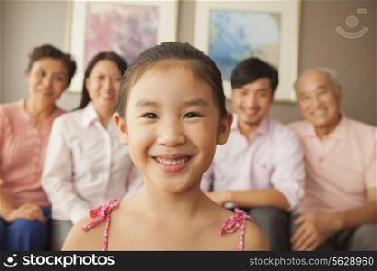 Multigenerational family smiling, portrait