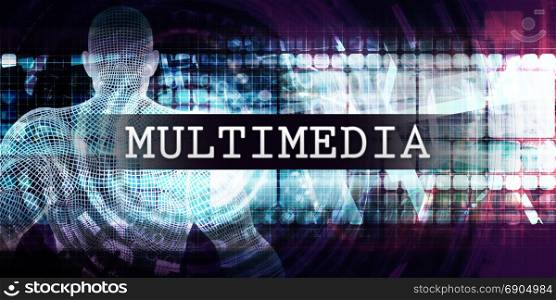 Multimedia Industry with Futuristic Business Tech Background. Multimedia Industry