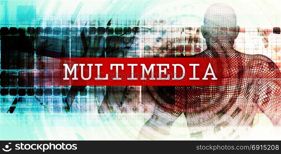Multimedia Sector with Industrial Tech Concept Art. Multimedia Sector