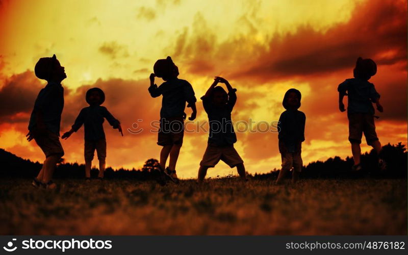 Multiple picture of cheerful little boy