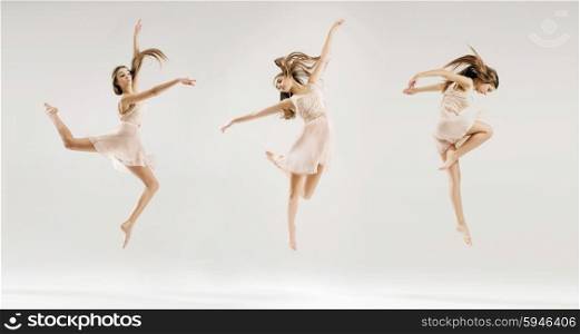 Multiple picture of the young ballet dancer