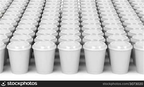 Multiple rows with paper coffee cups