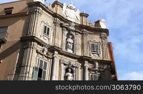 multiple shots of ancient buildings in palermo, sicily, italy