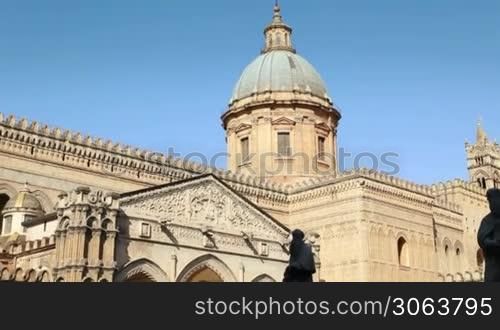 multiple shots of cathedral in palermo, sicily, italy