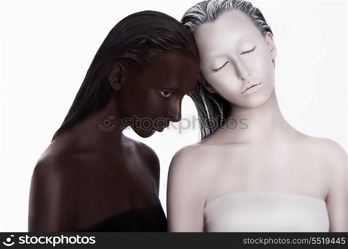 Multiracial Multicultural Concept. Ethnicity. Women Colored Brown and White. Devotion