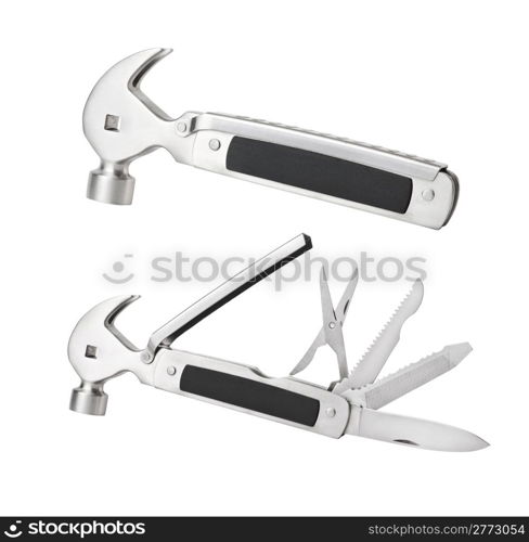 Multitool knife with a hammer isolated on a white background