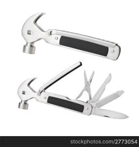 Multitool knife with a hammer isolated on a white background