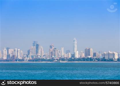 Mumbai skyline view from Marine Drive in Mumbai, India