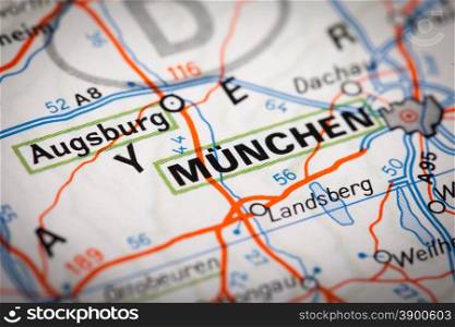 Munchen on a road map