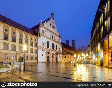 Munich. Neuhauser street.. View of Neuhauser street in the night illumination. Munich. Bavaria. Germany.