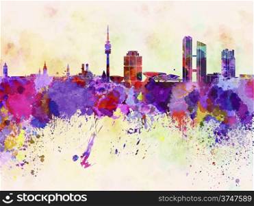 Munich skyline in watercolor background