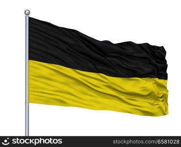 Munich Striped City Flag On Flagpole, Country Germany, Isolated On White Background. Munich Striped City Flag On Flagpole, Germany, Isolated On White Background