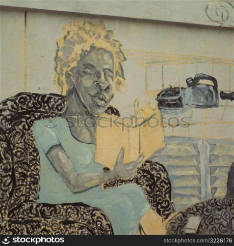 Mural of a person on a wall, Havana, Cuba