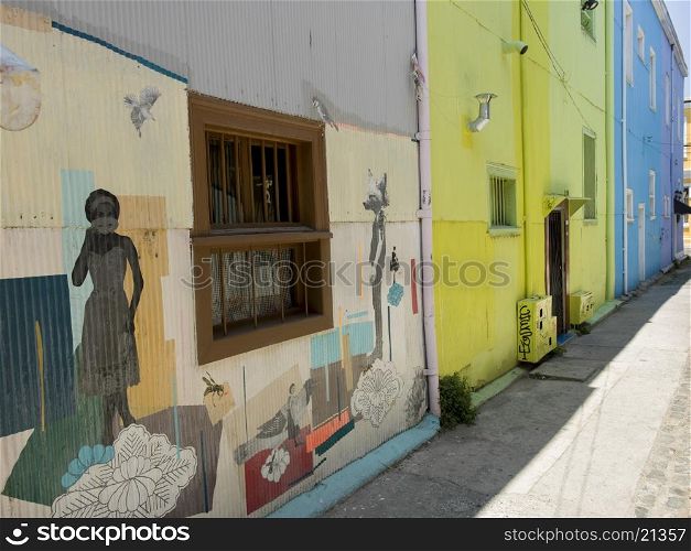 Mural on exterior wall, Valparaiso, Chile