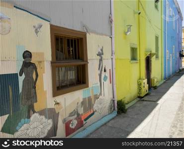 Mural on exterior wall, Valparaiso, Chile