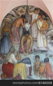 Mural on wall, University School of Fine Arts, San Miguel de Allende, Guanajuato, Mexico