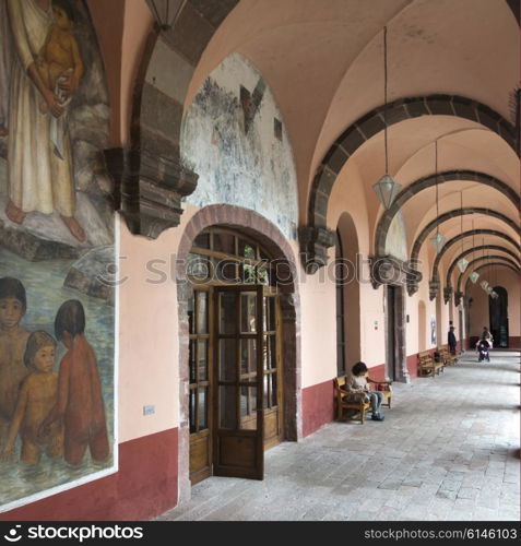 Murals on corridor of the University School of Fine Arts, San Miguel de Allende, Guanajuato, Mexico