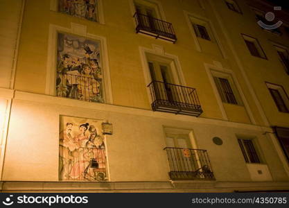 Murals on the wall of a building, Madrid, Spain