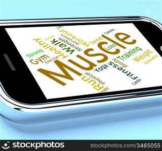 Muscle Words Representing Fitness Dumbell And Training