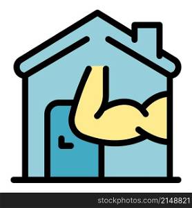 Muscles home icon. Outline muscles home vector icon color flat isolated. Muscles home icon color outline vector