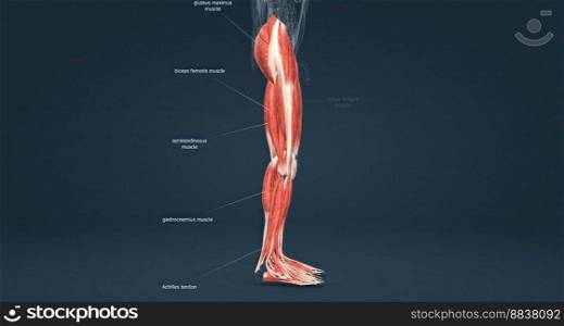Muscles of the lower limbs 3D illustration. Muscles of the lower limbs