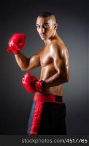 Muscular boxer in studio shooting