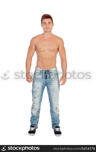 Muscular man isolated on white background