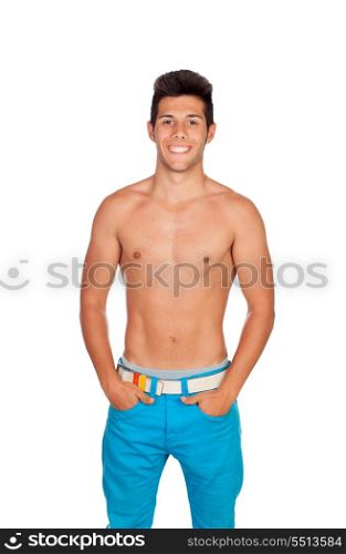 Muscular man isolated on white background