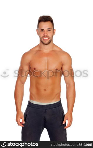 Muscular man isolated on white background