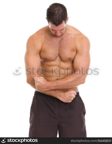 Muscular man showing muscles
