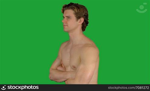 Muscular man with arms crossed (Green Key)