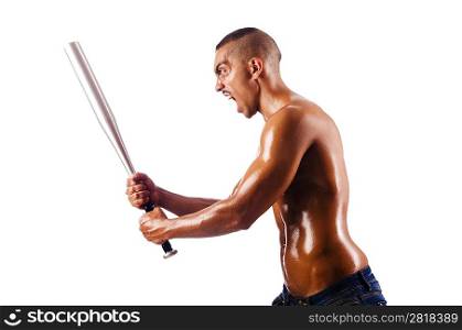 Muscular man with baseball bat