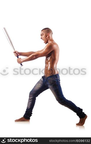 Muscular man with baseball bat