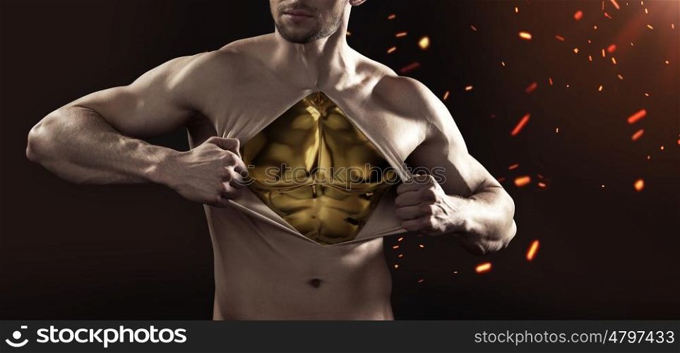 Muscular mannequin made of gold