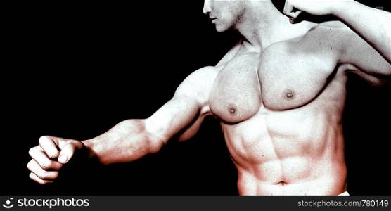 Muscular Torso of a Man on Black as Fitness Concept. Muscular Torso of a Man