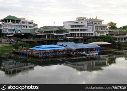 Museum and restaurants on the river Kwai, Thailand
