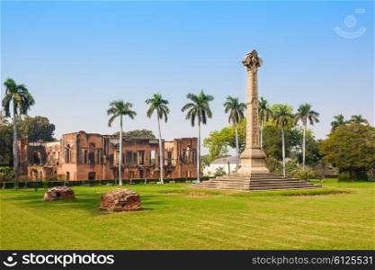 Museum and the High cross Sir Henry Lawrence Memorial at the British Residency in Lucknow, India
