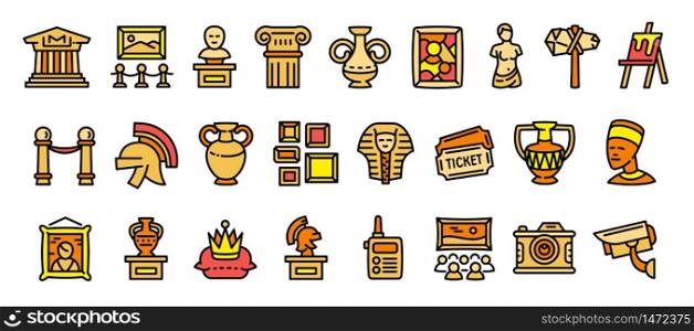 Museum icons set. Outline set of museum vector icons for web design isolated on white background. Museum icons set, outline style