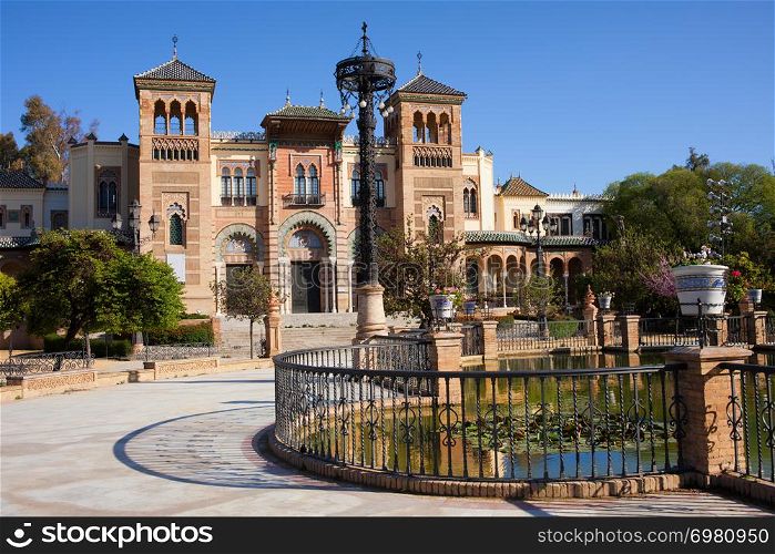 Museum of Arts and Traditions of Sevilla in Mudejar pavilion, Maria Luisa Park, Seville, Andalusia, Spain.