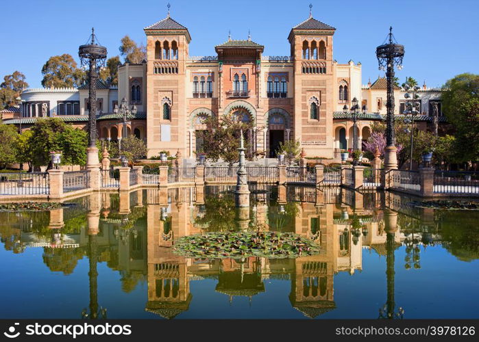 Museum of Arts and Traditions of Sevilla in Mudejar pavilion, Maria Luisa Park, Seville, Spain.